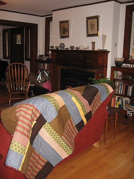 Arts and Craft quilt at home.